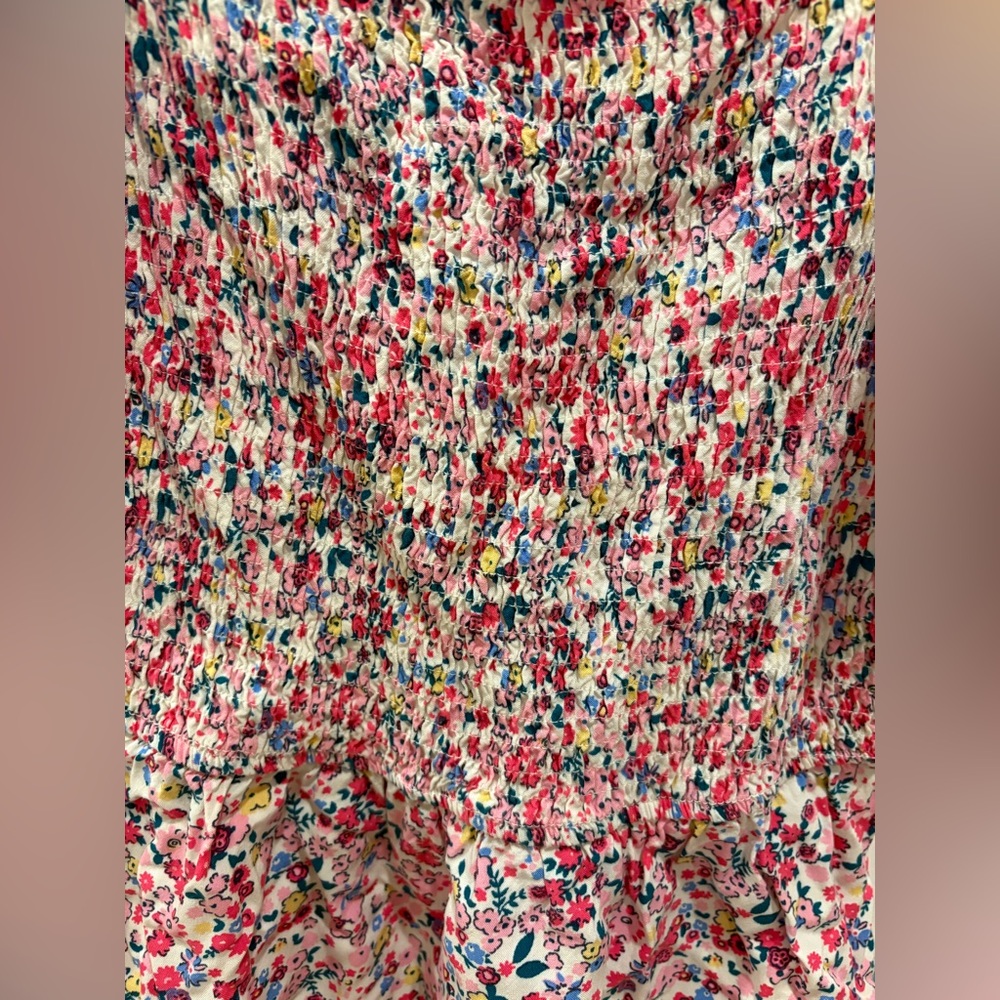 Smocked Multicolored Floral Top Size M - Picture 4 of 7